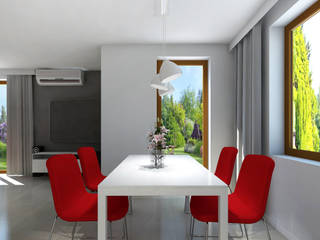 projekt parteru domu jednorodzinnego o pow. 80m2, nklim.design nklim.design Salas de jantar minimalistas