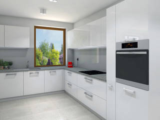 projekt parteru domu jednorodzinnego o pow. 80m2, nklim.design nklim.design مطبخ