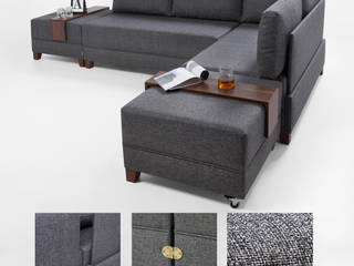Fly Yataklı Köşe Koltuk Gri ( 2 Adet Kol Sehbası Hediyeli) Sağ, K105 Mobilya Pazarlama Danışmanlık San.İç ve Dış Tic.LTD.ŞTİ. K105 Mobilya Pazarlama Danışmanlık San.İç ve Dış Tic.LTD.ŞTİ. Modern living room Wood Wood effect