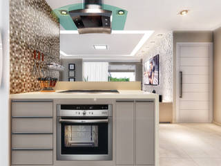 Duplex 50 tons de bege!, KB Interiores KB Interiores Cocinas de estilo minimalista Tablero DM