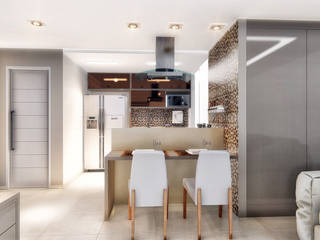 Duplex 50 tons de bege!, KB Interiores KB Interiores Cocinas de estilo minimalista Azulejos