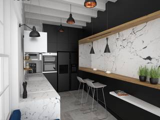 Projekt kuchni Minorka, OES architekci OES architekci Modern kitchen کاپر / کانسی / پیتل Black
