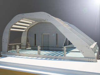 Casa in Legno, ibedi laboratorio di architettura ibedi laboratorio di architettura Moderner Balkon, Veranda & Terrasse Holz Blau