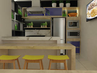 Projeto cozinha com opções de cores , 360+ arquitetura e interiores 360+ arquitetura e interiores พื้นที่เชิงพาณิชย์