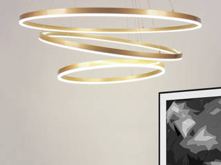 s.LUCE Ring Limited LED-Ringe mit Ø 60 / 80 / 100 cm in Goldfarben, Skapetze Lichtmacher Skapetze Lichtmacher غرفة السفرة