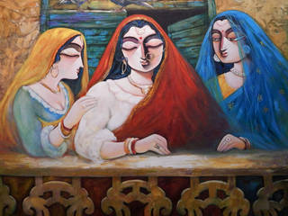 Purchase “Tin Kanya II” Figurative Painting at Indian Art Ideas, Indian Art Ideas Indian Art Ideas ArtworkPictures & paintings