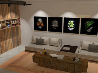 Living room Califórnia, @idearprojecao @idearprojecao Moderne Wohnzimmer Holz-Kunststoff-Verbund