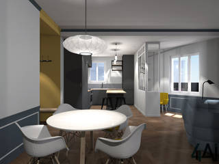 Projet XAO, Agence 4ai Agence 4ai Modern Dining Room Solid Wood Blue