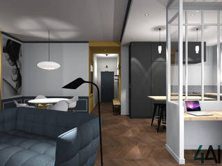 Projet XAO, Agence 4ai Agence 4ai Modern Living Room Solid Wood Blue