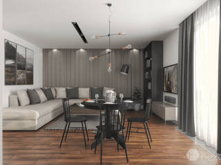 Projekt mieszkania 60 m2., hexaform - projektowanie wnętrz hexaform - projektowanie wnętrz Salas de estilo clásico