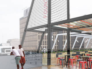 Braamfontein rooftop bar, A4AC Architects A4AC Architects Комерційні приміщення Залізо / сталь