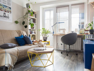 Квартира для пары, Евгения Рахвальская Евгения Рахвальская Scandinavian style living room