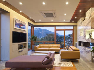 평창동 단독주택 3 _modern and luxury guest house, (주)건축사사무소 모도건축 (주)건축사사무소 모도건축 Modern living room Wood Wood effect