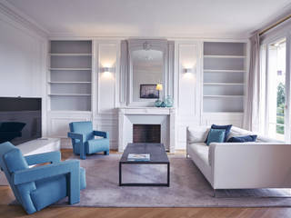 Duplex Neuilly, Anne Lapointe Chila Anne Lapointe Chila Modern living room کنکریٹ White