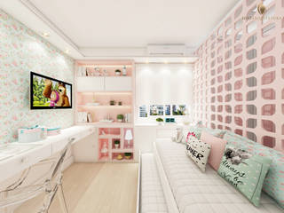 Dormitório da Bailarina, iost Arquitetura e Interiores iost Arquitetura e Interiores غرف نوم صغيرة MDF Pink