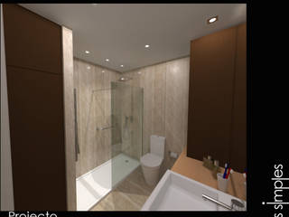Remodelação de Casa de Banho / Bathroom remodel, Linhas Simples Linhas Simples Baños modernos Piedra