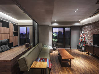 美式工業風, 樂沐室內設計有限公司 樂沐室內設計有限公司 Living room Solid Wood Multicolored