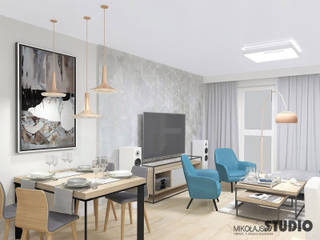 MIESZKANIE PRZY UL. MIŃSKIEJ, MIKOŁAJSKAstudio MIKOŁAJSKAstudio Scandinavian style living room