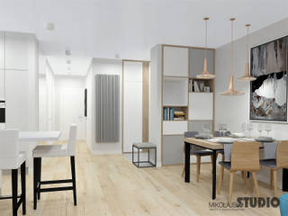 MIESZKANIE PRZY UL. MIŃSKIEJ, MIKOŁAJSKAstudio MIKOŁAJSKAstudio ห้องทานข้าว