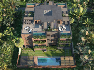 Residence OCEANO - Tulum, PLASTICO.design PLASTICO.design Eklektik Balkon, Veranda & Teras