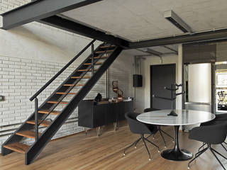 Industrial Loft II, DIEGO REVOLLO ARQUITETURA S/S LTDA. DIEGO REVOLLO ARQUITETURA S/S LTDA. الممر الحديث، المدخل و الدرج