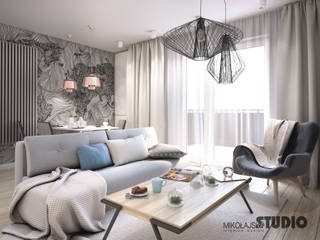 MIESZKANIE PRZY UL. KOMUNY PARYSKIEJ, MIKOŁAJSKAstudio MIKOŁAJSKAstudio ห้องนั่งเล่น