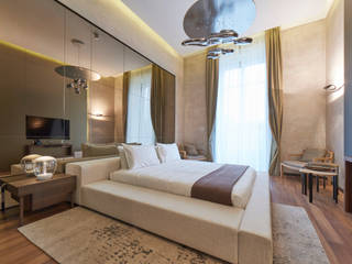 progetto di ristrutturazione e dell'arredamento di alcune delle stanze dell'hotel TownHouse Duomo 21 a Milano , FDR architetti -francesco e danilo reale FDR architetti -francesco e danilo reale Modern style bedroom