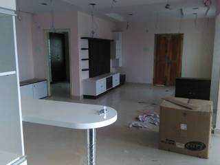 Interiors for 3 BHK apartment, BYOD Dezigns BYOD Dezigns Minimalist living room Plywood