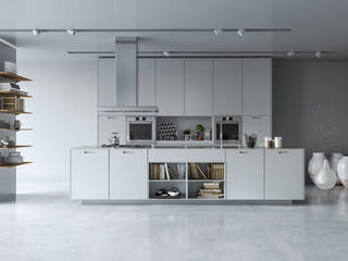 White kitchen, mcp-render mcp-render Moderne Küchen Weiß