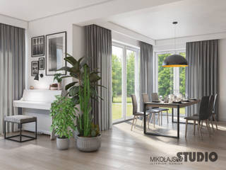 WSPÓŁCZESNA WILLA NA POŁUDNIU KRAKOWA, MIKOŁAJSKAstudio MIKOŁAJSKAstudio Modern Dining Room