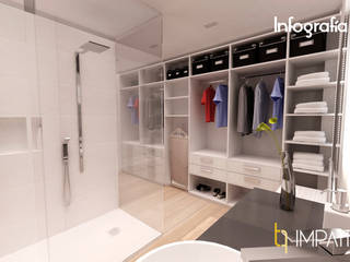 INTERIORISMO: Habitación con vestidor y baño integrados, Ausias March (Valencia), IMPATTO IMPATTO Minimalist dressing room