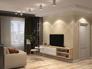 3к.кв. в ЖК Черемушки 2 (54 м.кв), ДизайнМастер ДизайнМастер Modern living room Beige