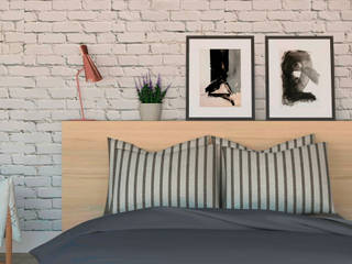3D Quarto do Casal - Por Patrícia Nobre, Patrícia Nobre - Arquitetura de Interiores Patrícia Nobre - Arquitetura de Interiores Scandinavian style bedroom