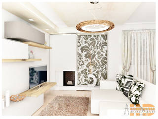 Soggiorno Moderno con Carta da Parati - Un'Atmosfera Vibrante e di Tendenza, House Design Arredamenti House Design Arredamenti Modern living room
