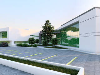 Diseño- Proyecto Edificio de oficinas Ermita CFE, 3h arquitectos 3h arquitectos Phòng học/văn phòng phong cách hiện đại