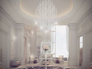 Les Français Lobby Interior Design, IONS DESIGN IONS DESIGN Klassischer Flur, Diele & Treppenhaus Marmor Schwarz