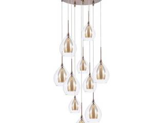 Rouen 10 Light Ceiling Cluster Pendant w/ Clear and Copper Tinted Glass Shades Copper Litecraft Phòng khách Đồng / Đồng / Đồng thau Litecraft,lighting,glass and copper,decorative,ceiling cluster,light fitting,led light,contemporary,home lighting,modern ceiling light,living room lighting,home lighting design,Lighting