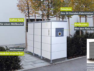 Garten[Q]Trash : moderne Mülltonnenbox mit dem gewissen Etwas, Garten-Q GmbH Garten-Q GmbH Jardins modernos