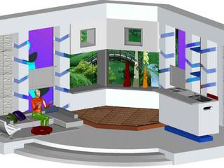 ESCENOGRAFIAS, ERGOARQUITECTURAS FL C.A. ERGOARQUITECTURAS FL C.A. Moderner Multimedia-Raum Holzwerkstoff Transparent