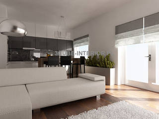 mieszkanie 1, 3cube Interior Designer 3cube Interior Designer غرفة المعيشة