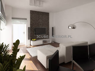 mieszkanie 1, 3cube Interior Designer 3cube Interior Designer غرفة المعيشة