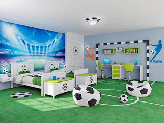 Decoración dormitorio infantil futbol, lo quiero en mi casa lo quiero en mi casa Kamar Bayi/Anak Modern
