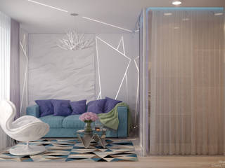 Дизайн спальни в стиле постмодернизм в квартире по ул. Благоева, г.Краснодар, Студия интерьерного дизайна happy.design Студия интерьерного дизайна happy.design Bedroom