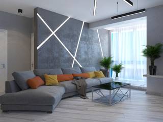 2к.кв.-студия в ЖК Елена (80,6 кв.м), ДизайнМастер ДизайнМастер Industrial style living room Grey