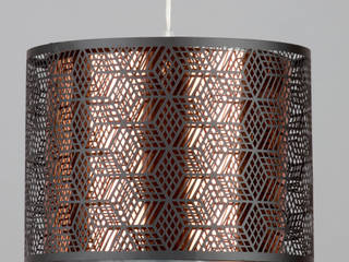 Hex Cut Out Drum Easy to Fit Ceiling Shade with Copper Inner Shade Black Litecraft Modern living room Copper/Bronze/Brass Litecraft,lighting,easy fit,drum shade,copper finish,cut out detail,pendant lighting,decorative light,hanging lamp,contemporary fitting,modern light,non electrical,Lighting