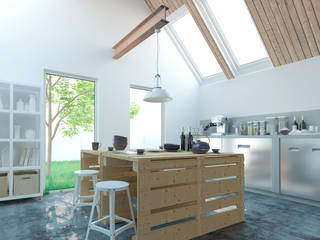 Atico, Ibu 3d Ibu 3d Modern style kitchen Concrete White