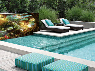 Fondos de piscinas y paredes con murales de cerámica en placas 30x40, Fotoceramic Fotoceramic Mediterranean style pool