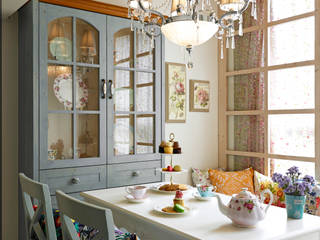 美式鄉村風-小坪數夾層屋, Color-Lotus Design Color-Lotus Design Country style dining room Wood Wood effect