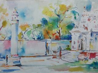 Buy “Temple outdoor” Landscape Painting Online, Indian Art Ideas Indian Art Ideas Інші кімнати
