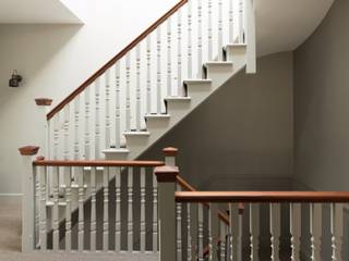 Stairway Fraher and Findlay Minimalist corridor, hallway & stairs light well,staircase,landing,pastel,natural light,star gazing,traditional,minimalist,pastel colours,ballistrade,white,wooden rail